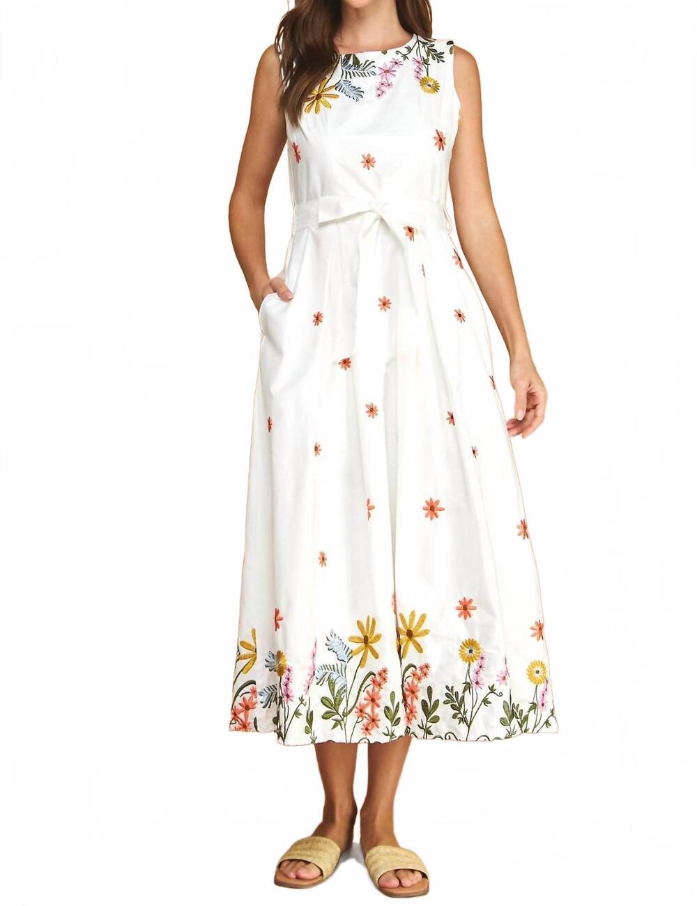 NEW STRUT & BOLT floral long dress in white multicolor